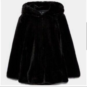 Elegant Black Faux Fur Coat